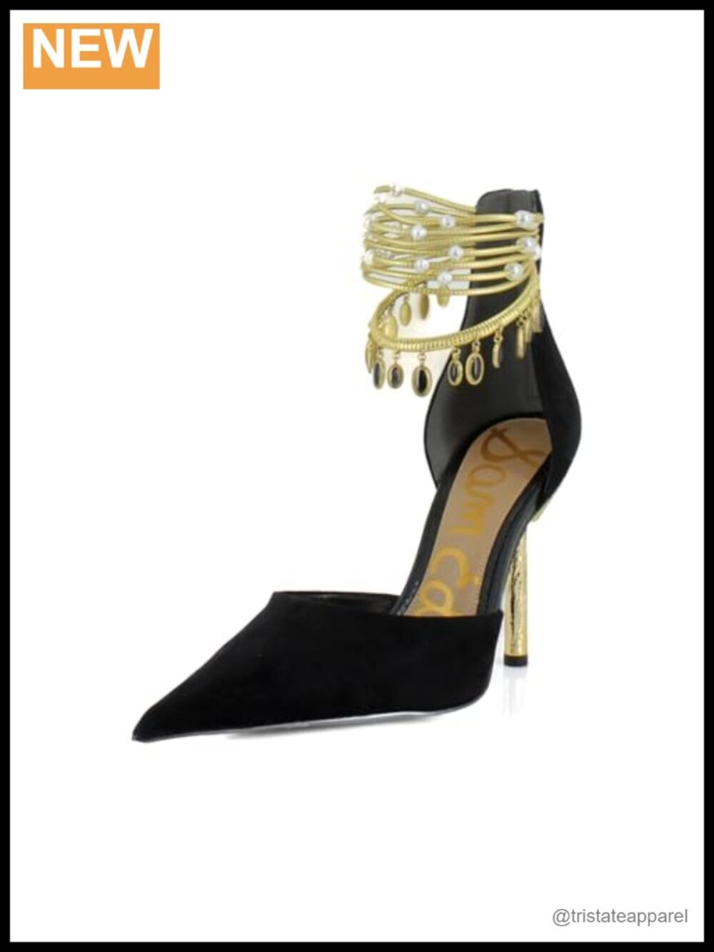 Sam Edelman Women's Darra Heels with Ornamented Ankle Straps and Pointed Toe